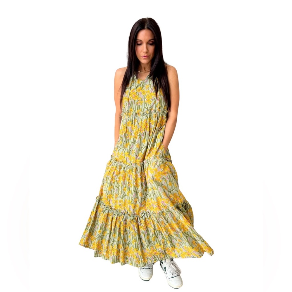 Sur La Vague SLV Reed Floral Ruffled Maxi Dress One Size New With Tags